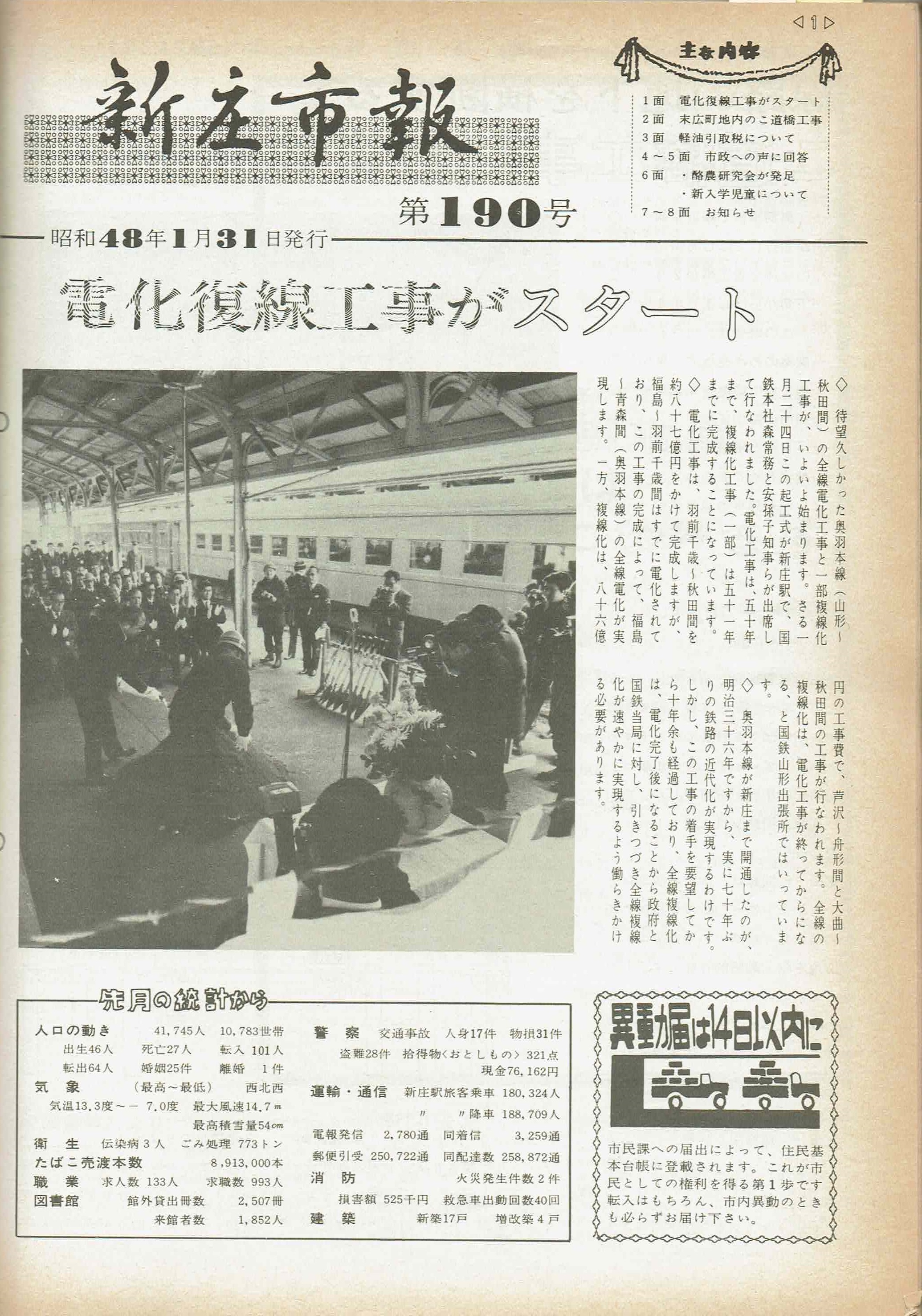 1973年 広報しんじょう1月号